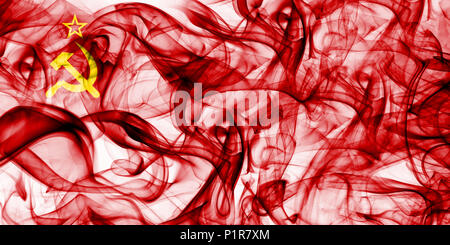 SSSR bandiera di fumo, Unione Sovietica bandiera Foto Stock