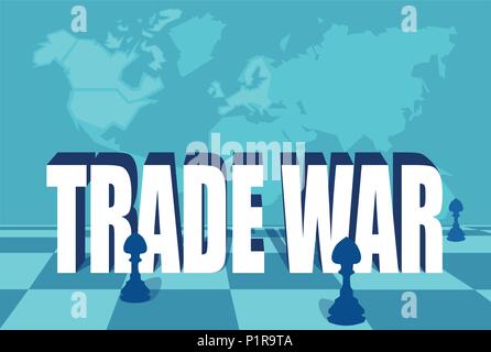 Concetto illustrazione vettoriale di guerra commerciale e limitando le importazioni. Illustrazione Vettoriale