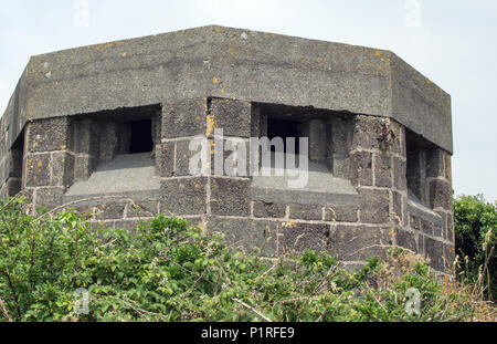 Seconda Guerra Mondiale Lookout/Porta pillole al Porthcurno, Cornwall Regno Unito Foto Stock