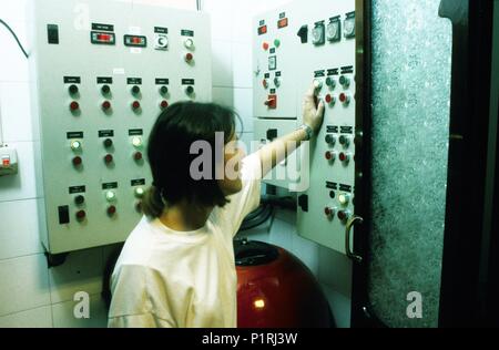 Caldes de Montbuí, 'Broquetas' spa; zona di salute bagni,; il controllo di temperature; (Vallès Occidental regione). Foto Stock