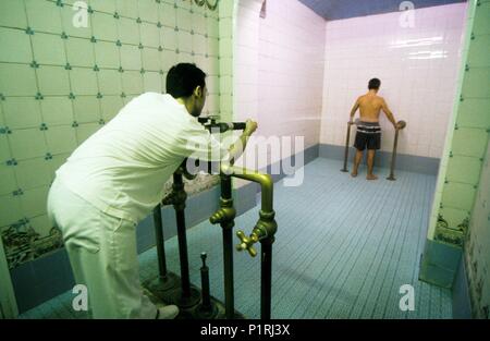 Caldes de Montbuí, 'Broquetas' spa; zona di salute bagni; (Vallès Occidental regione). Foto Stock