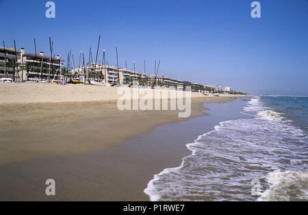 Spagna - Catalogna - Baix Penedés (distretto) - Tarragona. Segur de Calafell/ Calafell, playa / Platja de l' Estany de Mas - Mel. Foto Stock