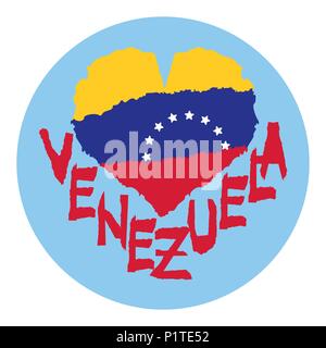 Amore in Venezuela, in America. Vintage bandiera nazionale in silhouette di cuore carta strappata stile di tessitura Independence Day background buona idea per badge retrò b Illustrazione Vettoriale