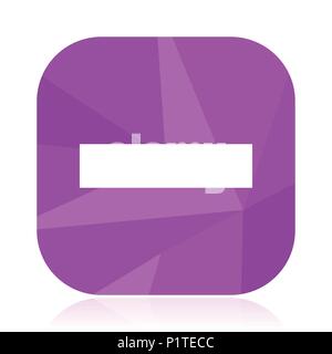 Meno piatto icona vettore. La linea viola pulsante web. Internet Math square segno. Scheda design moderno simbolo in eps 10. Illustrazione Vettoriale