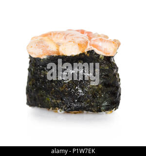 Il cibo giapponese e sushi gunkan con gamberi isolati su sfondo bianco Foto Stock