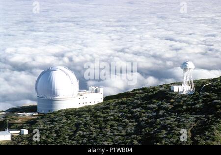 Parco Nazionale della Caldera de Taburiente; William Herschel telescope presso il centro astronomico. Foto Stock