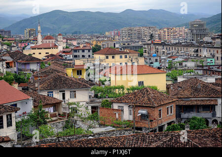 Berat, Albania, vista sull'Daecher della città Foto Stock