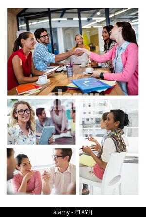 Il lavoro di squadra incontro collage Foto Stock