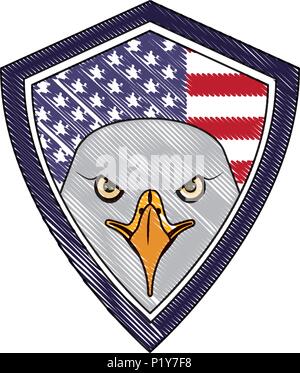 American Eagle bandiera degli Stati Uniti emblema scudo illustrazione vettoriale disegno Illustrazione Vettoriale