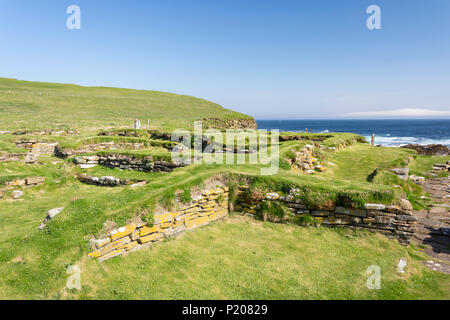 Antica e Pictish Norse insediamenti sulla Brough di Birsay Isola, Birsay, Continentale, Orkney Islands, Isole del Nord, Scozia, Regno Unito Foto Stock