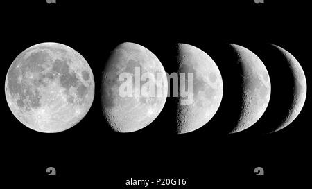 Le principali fasi della luna. Foto Stock