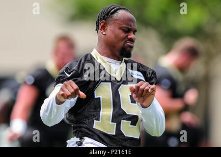 Giugno 13, 2018 - New Orleans Saints wide receiver Ted Ginn Jr (19) partecipa a un minicamp obbligatoria all'Ochsner Sport Performance Centre di Metairie, LA. Stephen Lew/CSM Foto Stock