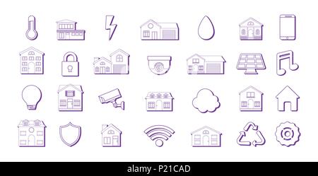 Icona set di smart design home su sfondo bianco, illustrazione vettoriale Illustrazione Vettoriale