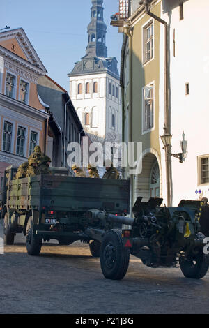 Le truppe di artiglieria e la raccolta annuale di Independence Day festival: Kuninga, Tallinn, Estonia Foto Stock