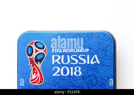 Odder, Danimarca - 12 Giugno 2018: Russia World Cup logo 2018 Foto Stock