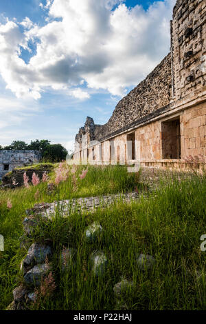 Le antiche rovine Maya, Convento un quadrangolo Uxmal sito archeologico, Yucatan, Messico Foto Stock