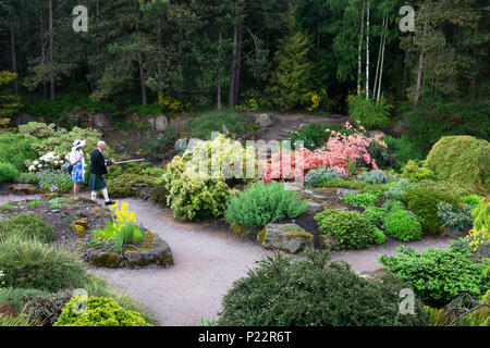 I visitatori a piedi nei Royal Botanic Garden, Edimburgo, Scozia UK Foto Stock