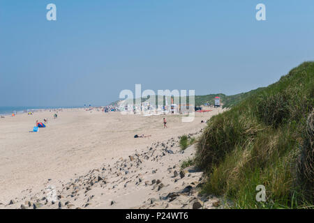 Sulla spiaggia di Baltrum, Est Frisone isola, Bassa Sassonia, Germania, Badestrand an der Nordsee, Baltrum, Ostfriesland, Niedersachsen, Deutschland Foto Stock