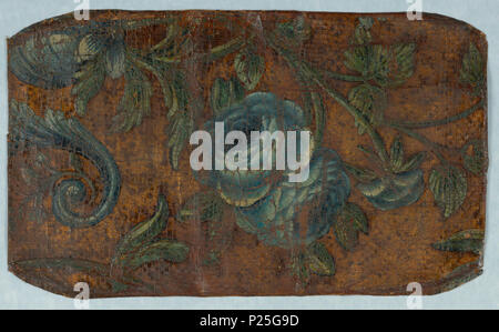 . Inglese: pelle (Olanda) . Inglese: grandi fiori blu sulla vite, con fogliame di scorrimento. Sfondo goffrato per simulare il modello di armatura. . Prima di 1903 (acquisita data) 173 pelle (Olanda) (CH) 18136407 Foto Stock