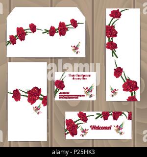 Bianco con fiori di orchidea stile corporate design dei modelli su sfondo di legno Illustrazione Vettoriale