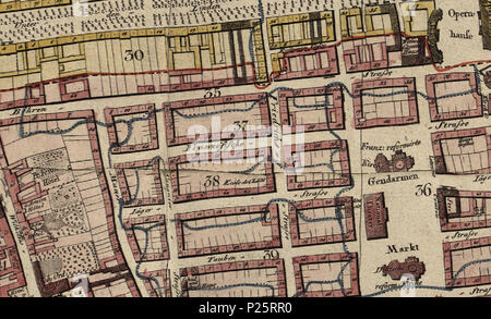 . Deutsch: 1811 Umgebung der Behrenstraße 3-38, Bezirk 35 - Behrenstraßen, Grundriss von Berlin, mit Stadtbezirke / von neuem aufgenommen und mit der Genehmigung Königl. Academie der Wissenschaften caldaia a recupero. von J. C. Selter. Gestochen von C. Mare, 1811 . 1811. Questo file è privo di informazioni sull'autore. 1811 Behrenstraße 3-38, Bezirk 35 - Behrenstraßen 1 1811.Behrenstrasse 3 59.3068 Foto Stock