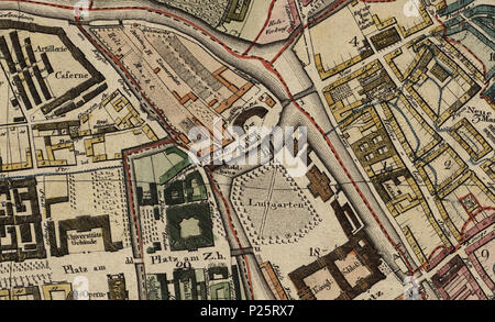 . Deutsch: 1811 Umgebung der Lustgarten 1-8, Bezirk 18 - Schloß, Grundriss von Berlin, mit Stadtbezirke / von neuem aufgenommen und mit der Genehmigung Königl. Academie der Wissenschaften caldaia a recupero. von J. C. Selter. Gestochen von C. Mare, 1811 . 1811. Questo file è privo di informazioni sull'autore. 1811 Umgebung der Lustgarten 1-8, Bezirk 18 - Schloß 1 1811.Lustgarten Umgebung.3068 Foto Stock