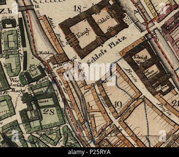 . Deutsch: 1811 Umgebung der Schloßplatz 1-16, Bezirk 18 - Schloß, Grundriss von Berlin, mit Stadtbezirke / von neuem aufgenommen und mit der Genehmigung Königl. Academie der Wissenschaften caldaia a recupero. von J. C. Selter. Gestochen von C. Mare, 1811 . 1811. Questo file è privo di informazioni sull'autore. 1811 Umgebung der Wallstraße Umgebung der Schloßplatz 1-16, Bezirk 18 - Schloß 2 1811.Schlossplatz 1 16.3068 Foto Stock