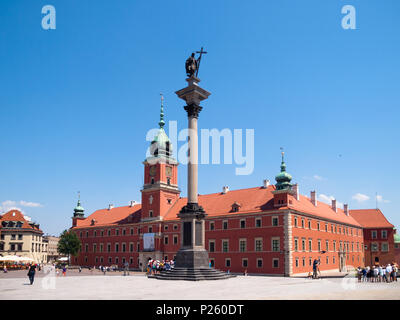 Il Castello Reale e Sigismondo la colonna (Kolumna Zygmunta) a Varsavia, Polonia Foto Stock