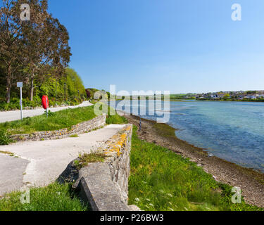 Re Giorgio V Memorial a piedi accanto alla piscina Copperhouse Hayle Cornwall Inghilterra UK Europa Foto Stock