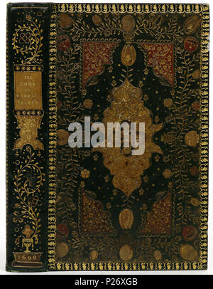 . Band van zwart marokijn, beige en rood marokijn . Nederlands: Inhoud: il libro di preghiera comune e amministrazione dei sacramenti... Oxford, stampato dall'università di stampanti. 1698. 8vo.; tutto il libro dei Salmi ... Londra, stampato da W. e J. Wilde, per la società di cartolai, 1699. 8vo. . 1698-1700; 30 Band van zwart marokijn, beige en rood marokijn-KONB12-144C20 Foto Stock