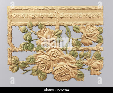 . Inglese: confine (Germania), ca. 1900 . Inglese: Grandi rose e boccioli crescente sul trellis rustico. Stampato in beige e verde. . Circa 1900 36 Border (Germania), ca. 1900 (CH) 18498161 Foto Stock