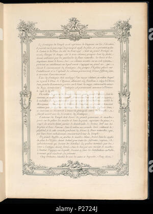 . Inglese: legato Stampa (Francia) . Inglese: pagina di testo con bordo elaborate decorazioni, stampato sul recto e verso. I numeri di accessione per pagine con testo erano assegnati a lungo dopo che le pagine con le immagini incise era stata stabilita. La sequenza per le successive pagine di testo sono come segue: pagine di testo 1921-6-207-31/35, dopo incisione 1921-6-207-2 pagine di testo 1921-6-207-36/38, dopo incisione 1921-6-207-3 pagine di testo 1921-6-207-39, dopo incisione 1921-6-207-22 pagine di testo 1921-6-207-40/45, dopo incisione 1921-6-207-23 . prima del 1921 (acquisita data) 42 vincolato stampare (Francia) (CH) 18736175 Foto Stock