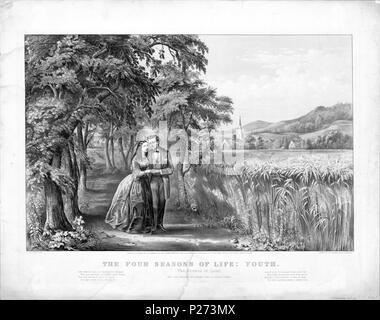 . Inglese: Le quattro stagioni della vita: Gioventù -- 'la stagione dell'amore" . 1868. Artisti: Fanny Palmer (d. 1876) e John Cameron (unknown data di morte) su pietra: James M. Ives 72 Currier e Ives - Le quattro stagioni della vita - Gioventù Foto Stock