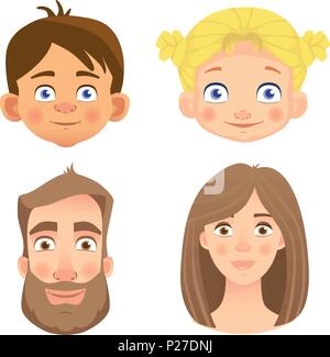 Emozioni di un volto umano. Set di volti umani esprimere le emozioni. Illustrazione Vettoriale Illustrazione Vettoriale