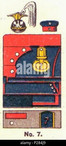 . Deutsch: Schematische Farbdarstellung der uniforme Ulanen-Regiments des (Rheinisches) Nr. 7 . 1890. Moritz Ruhl (tedesco litografo basato a Lipsia) 123 Farbschema der uniforme, Ulanen-Regiment Nr. 7, Die Uniformen der deutschen Armee, Ruhl, Tafel 15 Foto Stock