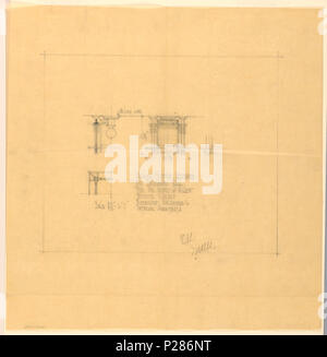 . Inglese: Disegno, lampade da soffitto, Hall Henry J. Allen Residence, Wichita, Kansas, 1917 . Inglese: pagina divisa orizzontalmente in due registri con illustrazioni dell'apparecchio di illuminazione. Registro superiore: spaccato della fixture mostra lampadina sulla sinistra, vista della fixture coperti da ombra in mezzo, dettaglio del telaio ombra sulla destra. Registro inferiore: vista in dettaglio del telaio di fissaggio sulla sinistra con scala. Iscrizione a destra. . 1917 99 Disegno, lampade da soffitto, Hall Henry J. Allen Residence, Wichita, Kansas, 1917 (CH) 18800287-2 Foto Stock