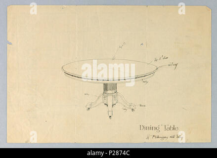 100 Il disegno di un tavolo di legno di mogano e intarsi, 1900-05 (CH) 18680749 Foto Stock