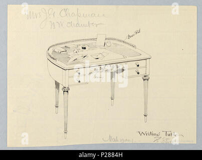 103 il disegno per Semi-Circular scrittoio con ringhiera in ottone, 1900-05 (CH) 18681305 Foto Stock