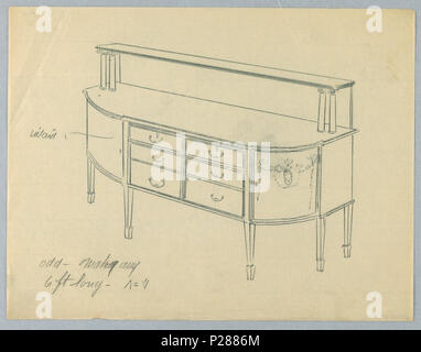 103 il disegno per la credenza con sei cassetti, 1900-05 (CH) 18680585 Foto Stock