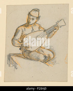 . Inglese: Disegno, ragazzo seduto a giocare un liuto, ca. 1890 . Inglese: un rettangolo verticale. Ragazzo seduto su una panchina, rivolto verso lo spettatore, figura ruotata leggermente a destra. Egli svolge un liuto. . Nel 1890 circa 107 Disegno, ragazzo seduto a giocare un liuto, ca. 1890 (CH) 18404407 Foto Stock