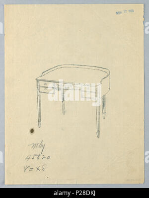 . Inglese: disegno, il tracciamento del Design per Semi-Circular scrittoio, Novembre 27, 1905 . 27 Novembre 1905 111 disegno, il tracciamento del Design per Semi-Circular scrittoio, Novembre 27, 1905 (CH) 18681385 Foto Stock