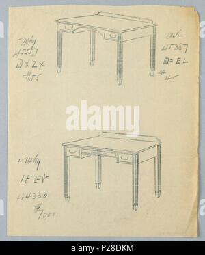 112 Disegno, tracciati di modelli alternativi per la scrittura della tabella -45, 1900-05 (CH) 18681391 Foto Stock