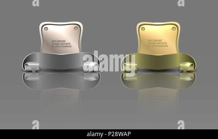 Set di banner di metallo Illustrazione Vettoriale
