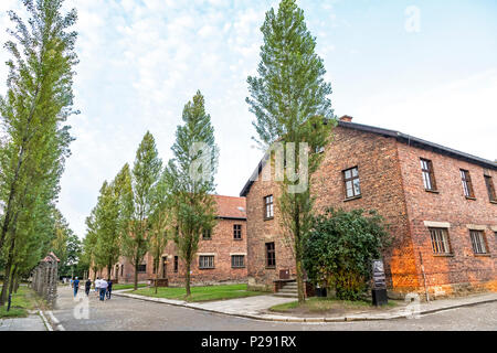 Edifici storici di Auschwitz (MI) di Auschwitz-Birkenau, ex campo di concentramento nazista vicino a Oswiecim città, Polonia Foto Stock