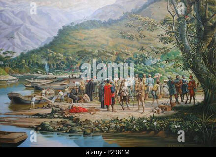 159 João Ramalho aponta o Caminho de Piratininga un Martim Afonso de Souza Foto Stock
