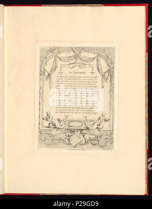 268 STAMPA, Nouveau livre de principes d'ornamenti particulièrement pour trouver un nombre infini de forme qui dipendente, d'après les dessins de Gillot. Peintre du Roy, gravé par Huquier; pl. 2. Au (CH) 18272737 Foto Stock