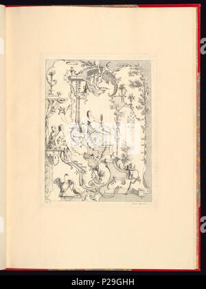 268 STAMPA, Nouveau livre de principes d'ornamenti particulièrement pour trouver un nombre infini de forme qui dipendente, d'après les dessins de Gillot. Peintre du Roy, gravé par Huquier; pl. 8 (CH) 18272779 Foto Stock