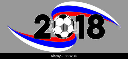 Football 2018 banner con bandiera russa Foto Stock