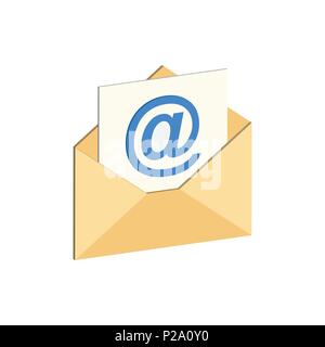 E-mail simbolo. Piatto Icona isometrica o logo. 3D pittogramma di stile per il Web Design, UI Mobile App, Una infografica. Illustrazione Vettoriale su sfondo bianco. Illustrazione Vettoriale