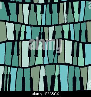 Vettore di Seamless pattern pianoforte nei toni del blu Illustrazione Vettoriale